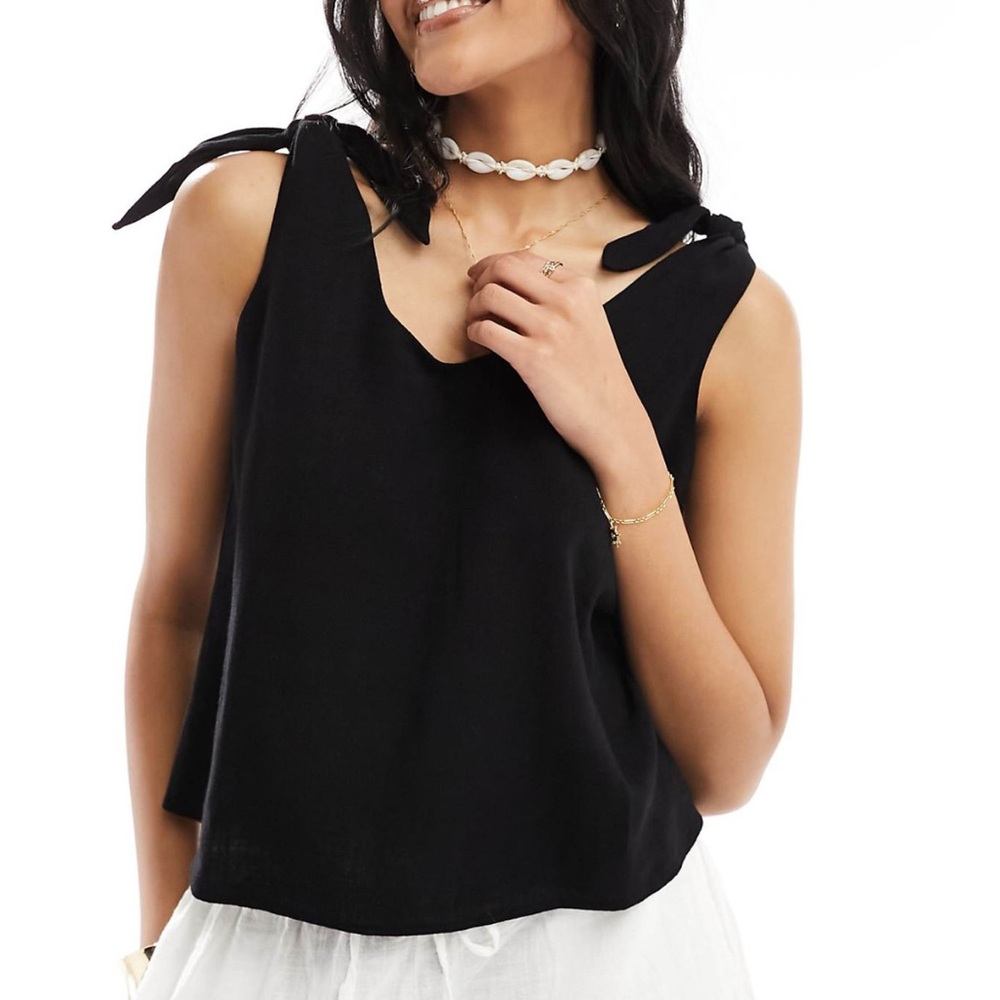 ASOS DESIGN linen cami with tie straps
